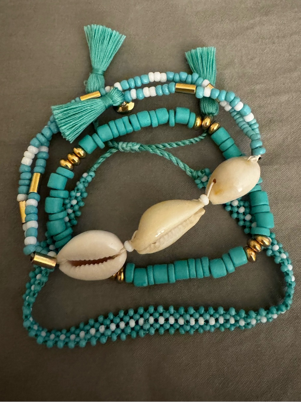J. Crew Turquoise Shell Beaded Bracelet Stack - Women Jewelry